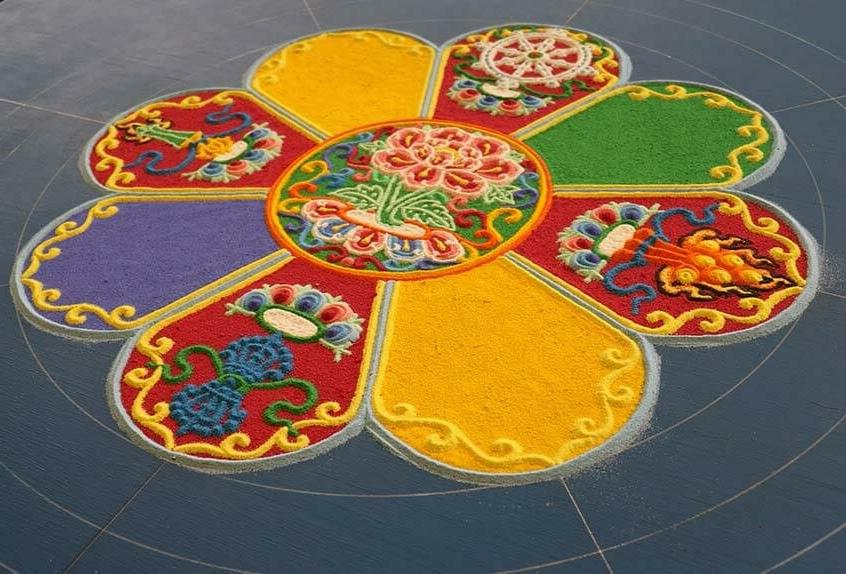 Lama Tenzin mandala in progress